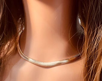 Collana a spina di pesce riempita in oro 18 kt - Catena magica da 6 mm