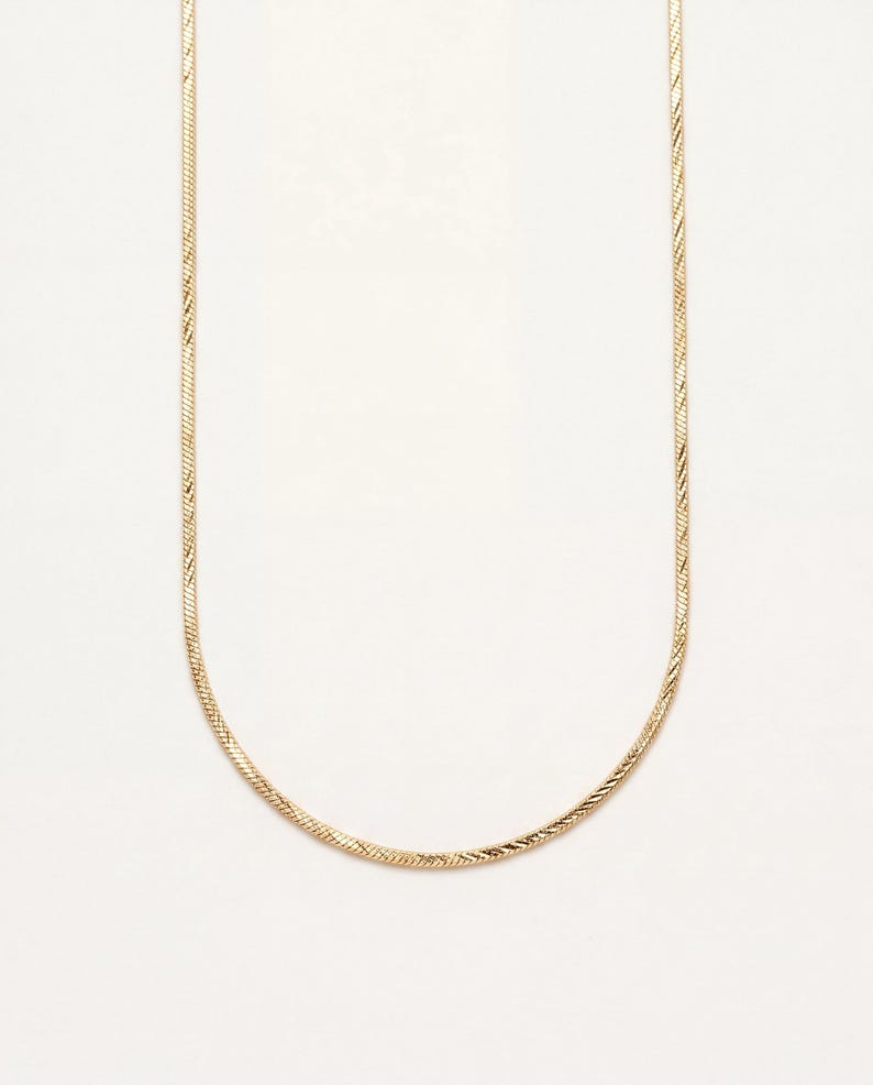 18kt Gold Filled Quadrat Schlangenkette Halskette: Sleek Layering Kette Bild 2