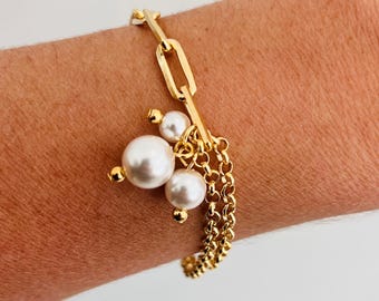 Gold Filled Pearl Charm Bracelet | Dainty Layering Piece