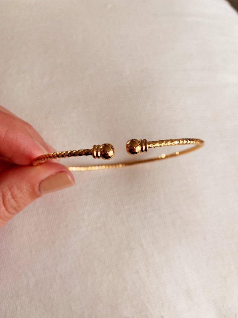 Gold Filled Adjustable Bangle | Minimalist Stackable Bracelet - Etsy