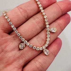 Gold Filled CZ Teardrop Tennis Armband | Zierliches Armband