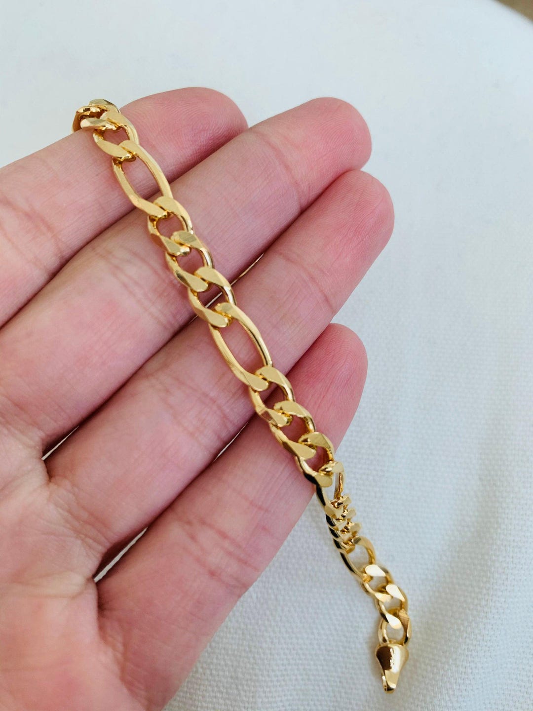 18kt Gold Filled Figaro Bracelet - Thick 6mm Chain - Etsy