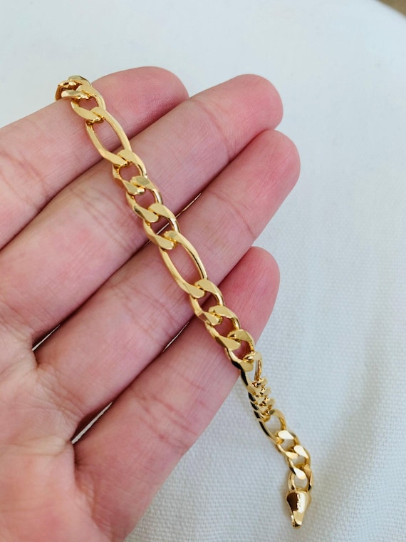 18kt Gold Filled Figaro Bracelet - Thick 6mm Chain - Etsy