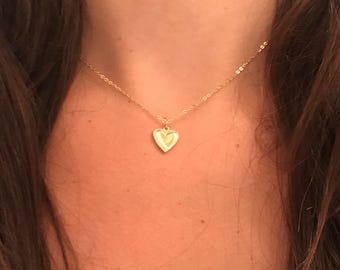 Dainty CZ Heart Necklace: Sterling Silver Charm Pendant