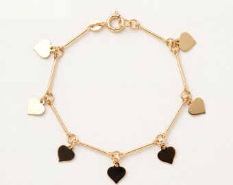 Gold Filled Heart Charm Bracelet: Dainty 18kt Gold, Delicate Romance