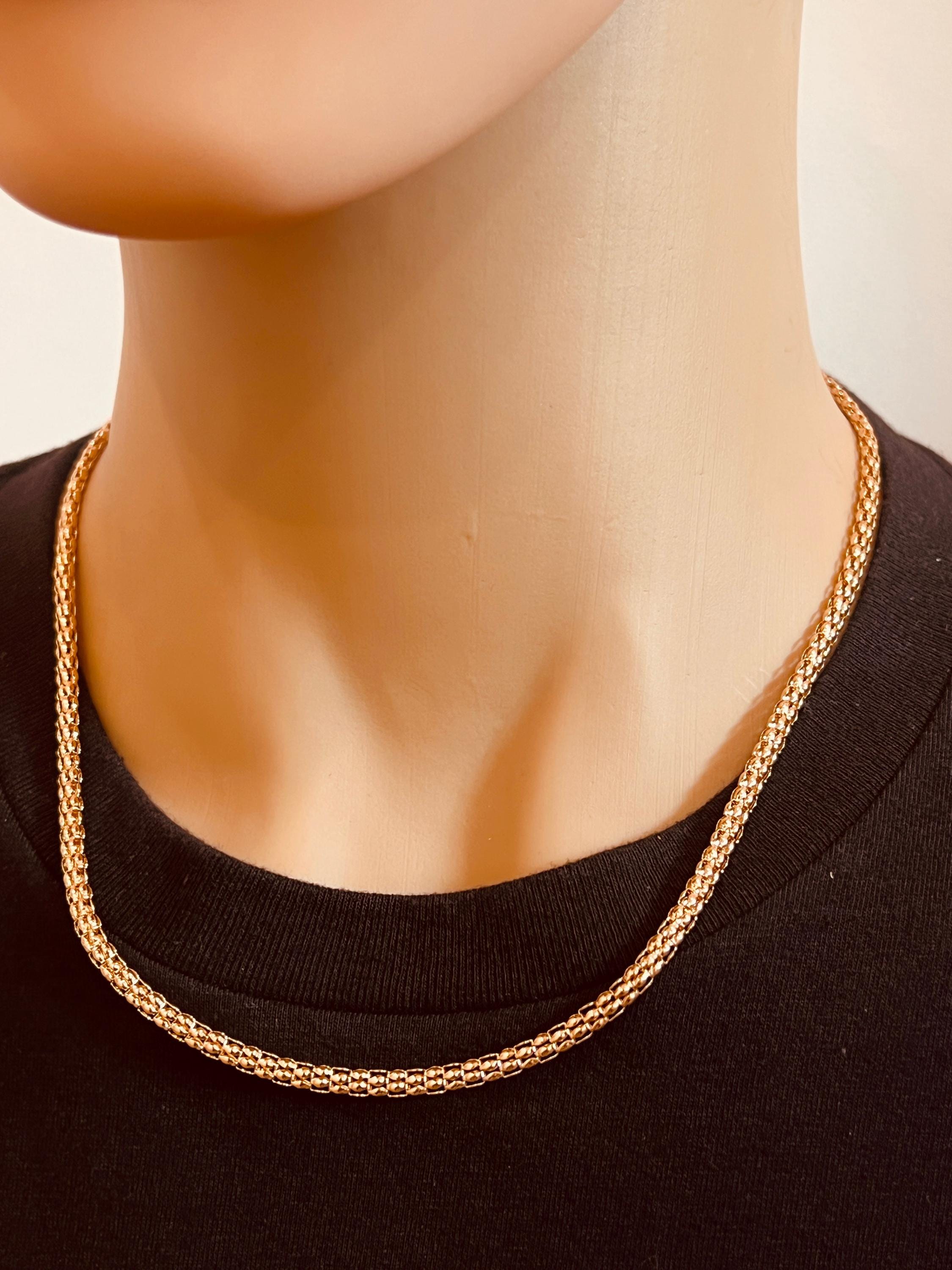 14k Solid Yellow Gold Popcorn Chain Necklace – 1.6mm, Italian Made (16-24 Inches, Lobster Clasp) - View #3
