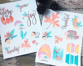 PDF DOWNLOAD Thanksgiving & Joy  Die-Cuts, Journal Cards, Tabs, Tip-Ins, Ephemera Original Hand-Lettered Art for Bible Journaling and More