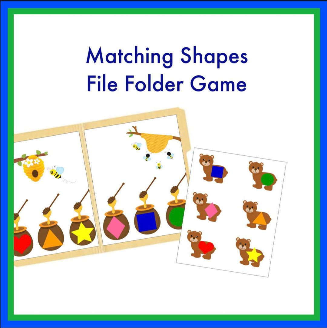 Matching Shapes File Folder Game: Printable Learning Activity - Etsy