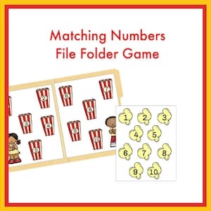 Matching Numbers File Folder Game: Printable Learning Activity