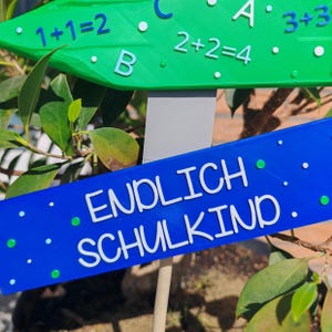 Deko Einschulung, Endlich Schulkind, Schulanfang Deko. Wegweiser als Deko für die Einschulungsfeier, in Pink/Lila oder Blau/Grün. Willkommen zu meiner Einschulung, Endlich Schulkind