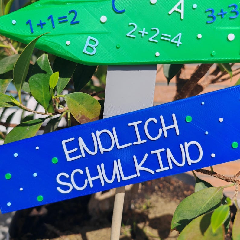 Deko Einschulung, Endlich Schulkind, Schulanfang Deko. Wegweiser als Deko für die Einschulungsfeier, in Pink/Lila oder Blau/Grün. Willkommen zu meiner Einschulung, Endlich Schulkind