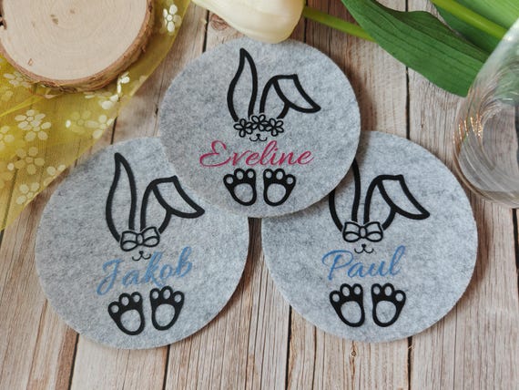 Filzuntersetzer personalisiert, kleine Ostergeschenke, moderne Tischdeko Ostern, Ostern Deko, Ostergeschenk personalisiert, Filz untersetzer