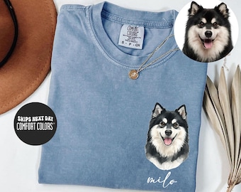 Custom Pet Comfort Colors® Shirt Pet Photo And Name Personalized Pet Portrait Shirt Custom Dog Cat Graphic Tee Pet Lover Gift Dog Mom Shirt