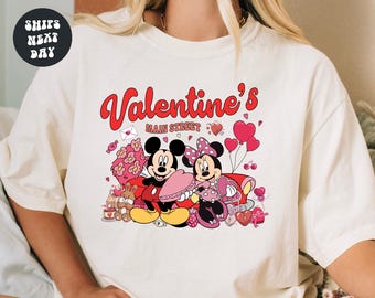 Retro Mickey Minnie Valentines Shirt Disney Valentine on Main Street Shirt Happy Valentine's Day Sweatshirt Disney Couple Matching Shirts