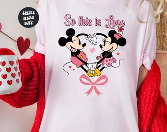 Disney Valentines Day Shirt Mickey And Minnie So This Is Love Shirt Disney Valentine Shirt Vintage Disney Couple Gift Retro Valentines Shirt