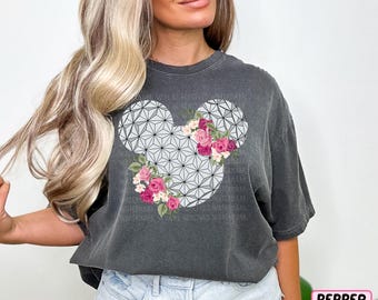Floral Disney Comfort Colors® Shirt Minnie Mouse Icon Spring Flowers Shirt Disney Epcot Flower And Garden Festival Disney Trip Sweatshirt