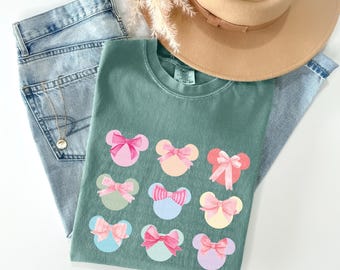 Disney Comfort Colors® Shirt Pastel Minnie Mouse Coquette Shirt Mouse Ears Pink Bow Shirt Disney Girl Shirt Youth Disney Minnie Mouse Shirt