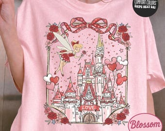 Disney Tinkerbell Valentine Shirt Comfort Colors Disney Coquette Valentines Day 2026 Shirt Tinkerbell Shirt Girls Magic Kingdom Sweethearts