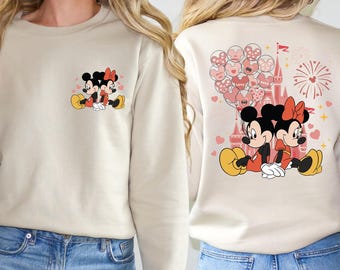 Disney Valentine's Day Shirt Mickey Minnie Happiest Place On Earth Castle Sweatshirt Disney Lovers Shirt Disney Valentine's Day Kids Shirt