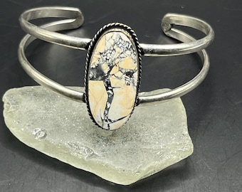 Hand Made Maligano Jasper Bracelet, Semi Precious Stone Jewelry, Made with Silver Plated Brass