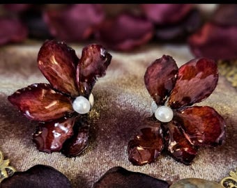 Real Pressed Flower Studs Unique Boho Jewelry Handmade Gift for Her Hand Made Botanical Jewelry Preserved Floral Dangles