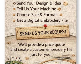 Disegno di ricamo personalizzato: invia la tua immagine e richiedi un preventivo (file digitale)