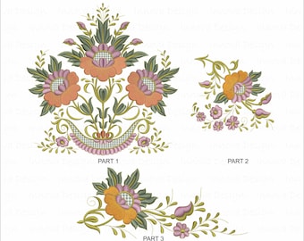 Disegno per ricamo a macchina con ghirlanda floreale romantica (45 x 45 cm)