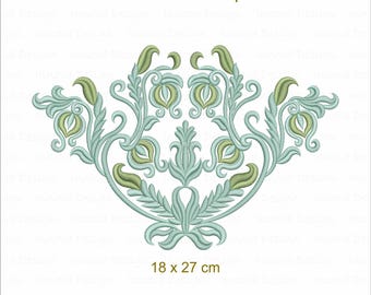 Elegante ricamo a macchina con motivo floreale a spirale di acanto (18 x 27 cm)