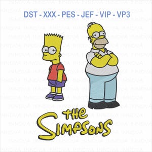 Può includere: Illustrazione di Bart Simpson e Homer Simpson, personaggi della serie televisiva I Simpson. Il logo dei Simpson è giallo. Immagine in stile cartone animato.