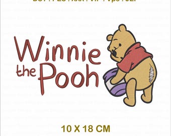 File di disegno per ricamo a macchina di Winnie the Pooh - Pooh e il vaso di miele