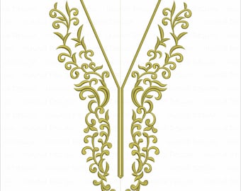 Elegante ricamo a volute con scollo a V