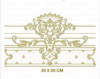 Disegno per ricamo a macchina con cornice quadrata floreale deluxe (telaio Jumbo)