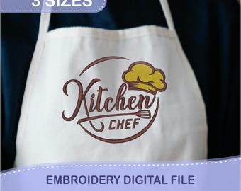 Disegno da ricamo per chef di cucina - 3 misure incluse