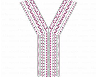 Disegno ricamo abbottonatura scollo a V