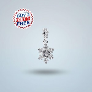 Snowflake Charm S925 Silver, Opal Double Dangle, Winter Opalescent Pendant, Gift for Her