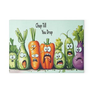 Funny Vegetable Glass Cutting Board, Kitchen Decor, Unique Gift, Culinary Humor, Cookware, Chopping Board