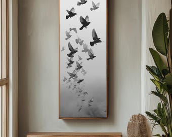 Birds in Flight Canvas Print – Minimalist Silhouette, Nature Wall Art