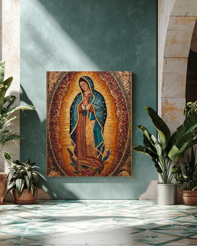 Our Lady of Guadalupe Gold Leaf Mosaic Canvas Art: Virgin Mary ...