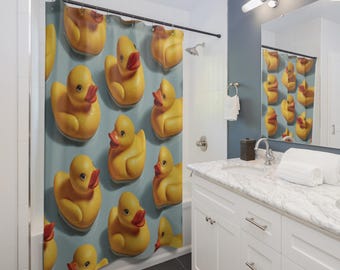 Rubber Duck Shower Curtain – Playful Yellow Duckies Kids Bath Decor