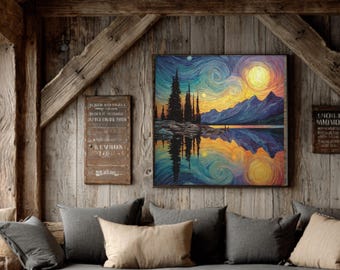 Van Gogh Starry Night Art Print | Impressionist Canvas or Framed Decor