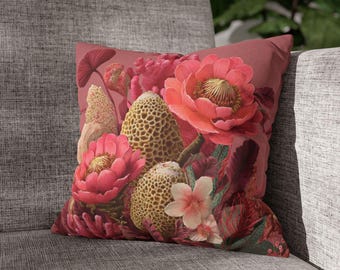 Federa per cuscino color corallo tropicale e rosa: decorazione per la casa sulla spiaggia