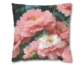 Vintage Peony Pillow: Romantic Floral Cottagecore Cushion
