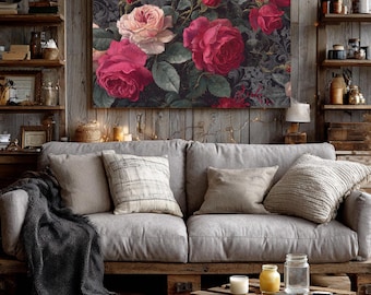 Dark Gothic Rose Oil Painting | Vintage Floral Canvas Wall Art