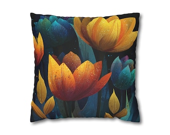 Floral Garden Pillow: Vibrant Wildflower Cushion, Boho Patio Decor