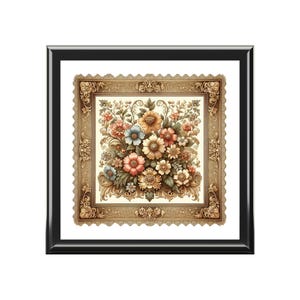 Vintage Floral Jewelry Box: Rubberwood Keepsake Storage