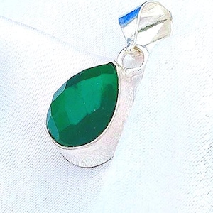 Faceted Zambian Emerald Pendant: Handmade Sterling Silver Jewelry