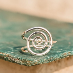 Sterling Silver Spiral Ring: Handmade Minimalist Swirl Jewelry