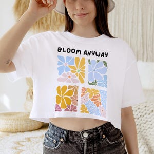Bloom Anyway, stampa floreale in formato PNG / Design di maglietta con citazione positiva colorata / Maglietta con grafica floreale boho, download digitale ispiratore