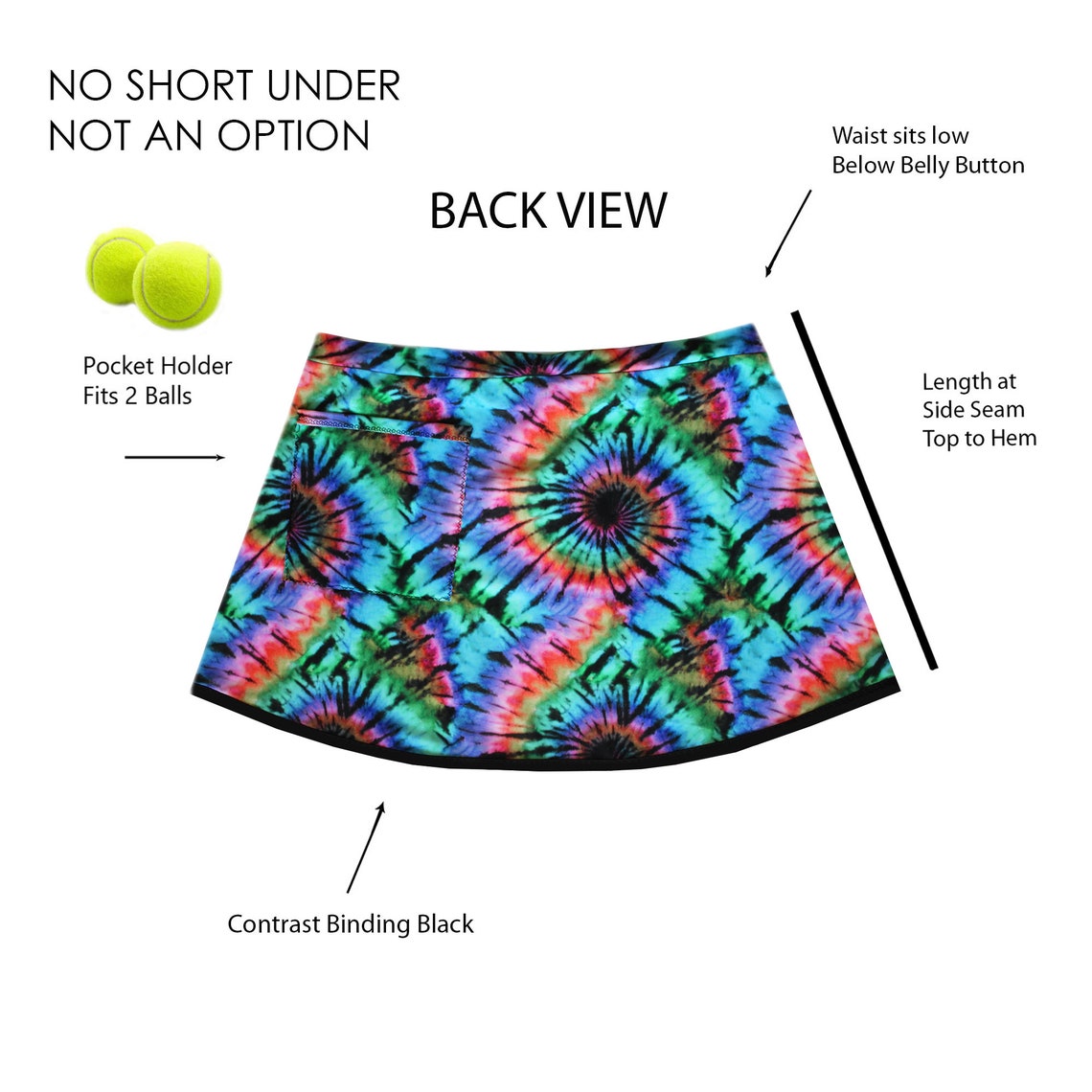 Tennis skirt no under short back pocket ball holder Etsy