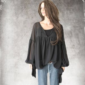black long sleeve peasant top